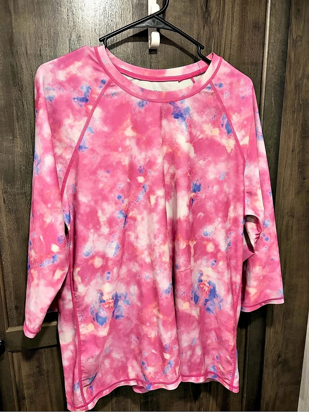 Pink & Blue Tie Dye 3/4 sleeve top and athletic skirt outfit